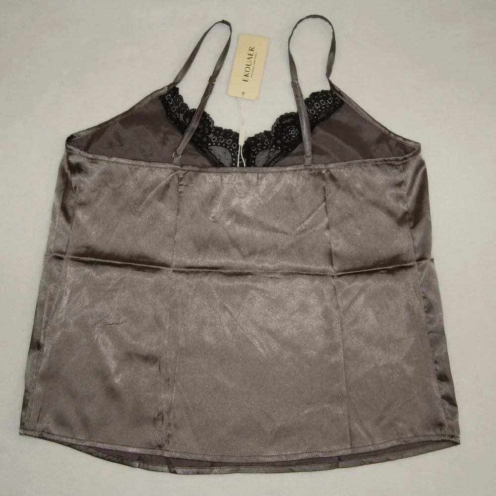 NWT Ekouaer Satin Silk Lace V-Neck Cami, Women Size M (Bust:38") - Picture 2 of 2